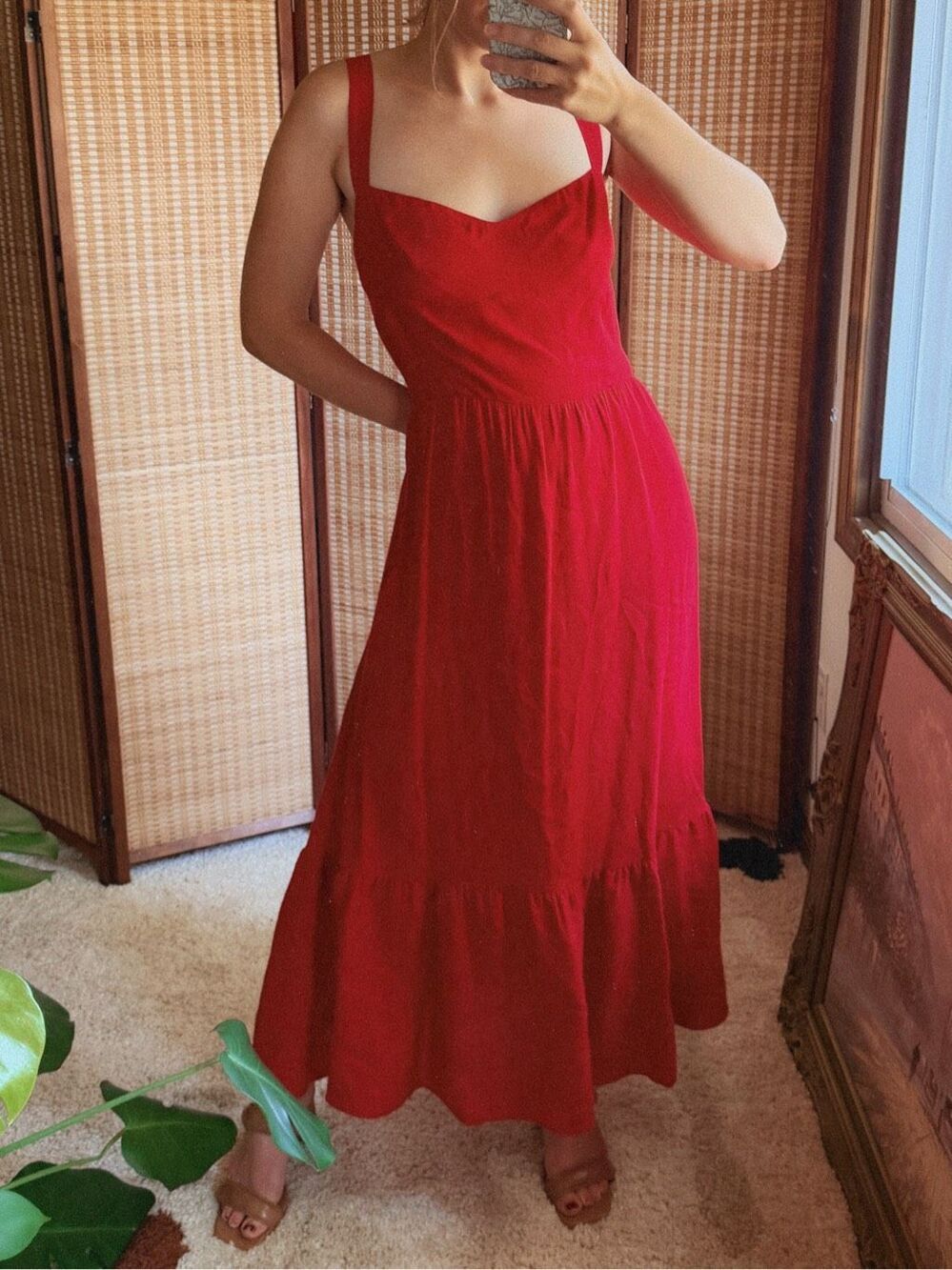 Reformation Red Sleeveless Midi Dress Size 8
